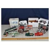 Collection of diecast metal vehicle banks, motorcy