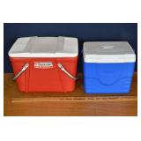 2 vintage coolers; as is