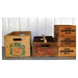 5 beverage crates: Canada Dry, Pepsi Cola, 3 Genes