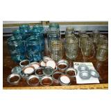 8 Ball wide mouth quart jars, 11 other Ball jars,