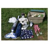 Lot: Bissell floor cleaner, Tarn-X, flags, etc.; a