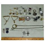 Lot: costume jewelry including 4 sterling pin/pend