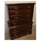 Cherry Finish 6 drawer chest on chest, 33x17x49'h;