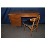MCM single pedestal desk 44x17x31'h and chair; as