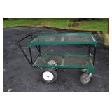 Steel mesh and pneumatic wheeled 2 tier utility ca