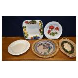 Italian Faience 16' charger, 4 pottery platters; a