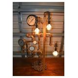 Steam Punk industrial lamp 39'h; as is