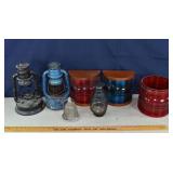 3 lanterns and glass lenses; as is