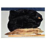 Vintage fur coat and mink wrap; as is