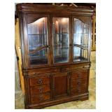 Mahogany finish illuminated display cabinet