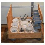 Wooden cart 20x24x27'h  full of nails and bolts; a