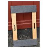 Carpeted wood 4 wheel dolly, 30x18x5'h; as is