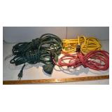 4 extension cords: 25' yellow 12ga, 25' green 3way