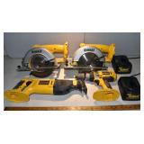 DeWalt 18V cordless tools and 2 chargers, no batte