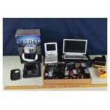 Electronics: Samsung tablet, strobe lights, portab