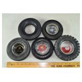 5 advertising tire ash trays; as is