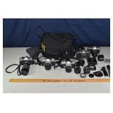 5 Fujica 35mm slr cameras and accessories, STX-1 m