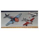 3 vintage metal airplane models: 2 Hubley, one fri