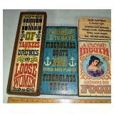 4 wooden humorous pub signs; as is