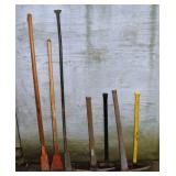 2 sledge hammers, pick, Maddox, digging bar, 2 scr