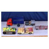 5 vintage metal vehicles: Structo, Hubley, Marx, e