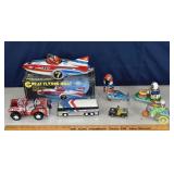 Collection of tin plate toys including 4 mechanica