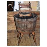 Antique Anchor Brand laundry wringer with a wooden