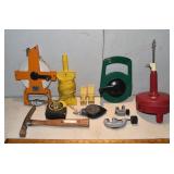 Lot: Craftsman masonry hammer, 100' tape, Stanley