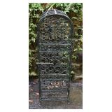 Wrought iron 45 bottle wine rack with latched door