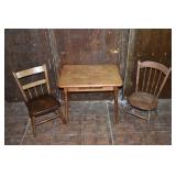 2 child's Windsor style chairs, single drawer work