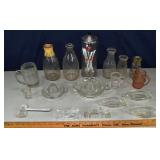 Vintage glass lot including milk bottles, juicers,
