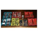 Collection of Makita, Milwaukee, etc. drill bits;