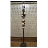 Cast metal floor lamp 62'h with stone sphere decor