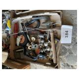 Misc box lot- trailer balls- tools