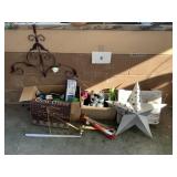 2- Misc box lots-metal star- wooden stool