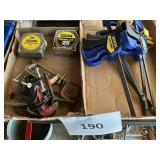Misc clamps lot- -measure tape