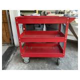 Red metal work cart 32inHx30inLx16inW