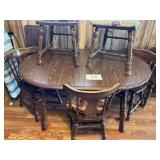 Oak oval table- 2 leaves-6 chairs -2 pc hutch