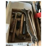 Misc box lot- hammers- wrenchs- tools