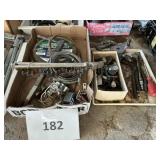 3- Misc tray/box lots saws- tools- hardware