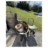 Wheel barrel- seeder- fencing roll- planters misc