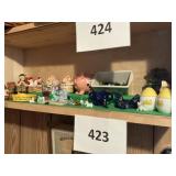 Misc figurines lot- bears- blue glass-marbles lot