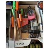 Misc box lot- long screwdrivers- alan keys misc