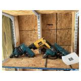 2-Makita drills-1-Dewalt drill