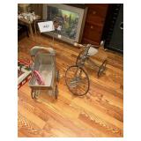 Vintage baby stroller- vintage iron tricycle