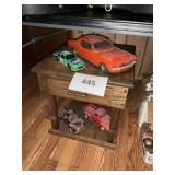 Oak one drawer stand- 2-model pickup trucks-2 cars