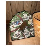 Thomas Kincade wreath- basket- brass bell-bus lot