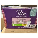 Poise daily liners 132 ct