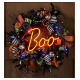 Pre-Lit 26 in Neon Halloween wreath