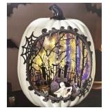 Pre-Lit Halloween pumpkin scene white